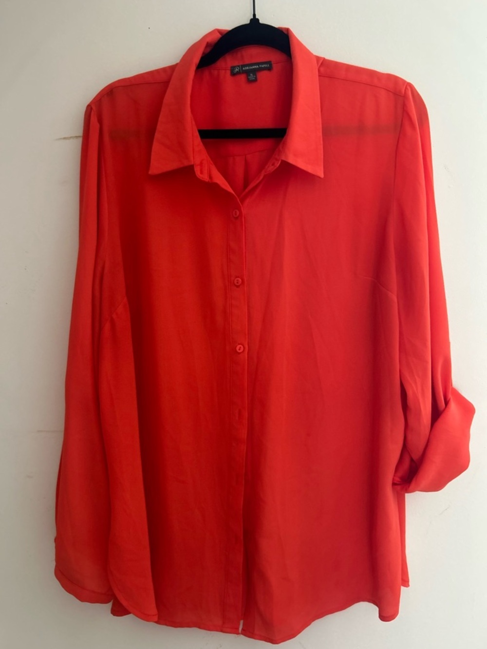 Adrianna Papell Roll Tab Tunic - Vibrant Coral Red;  Size XL - Picture 3 of 6